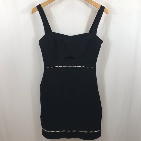 Astr Peekaboo Beaded Bodycon Mini Black Dress - Picture 3 of 6